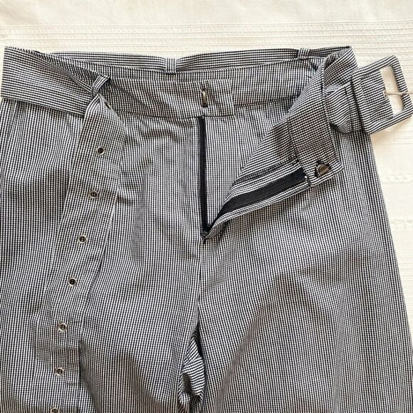 CURRENT AIR BLACK WHITE CHECKS WIDE CROPPED LEG BELTED PANTS - S - Picture 4 of 8